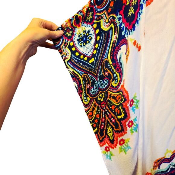 Shoreline bright print flowy boho blouse size 1x - Picture 6 of 6